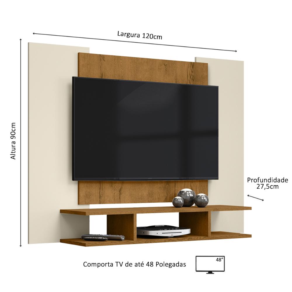 Estante Painel EJ Moderno TV 22 32 40 42 47 48 Polegadas Sala Quarto Pequeno – Off White/Freijó – RPM