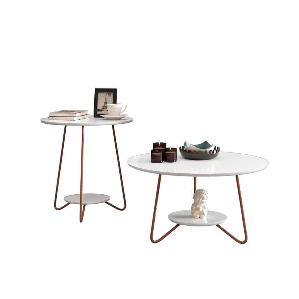Jogo de Mesa Centro e Lateral Home Branco