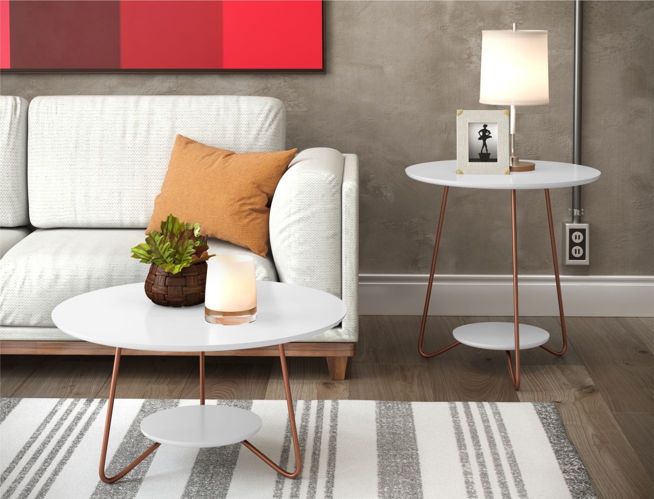 Jogo de Mesa Centro e Lateral Home Branco