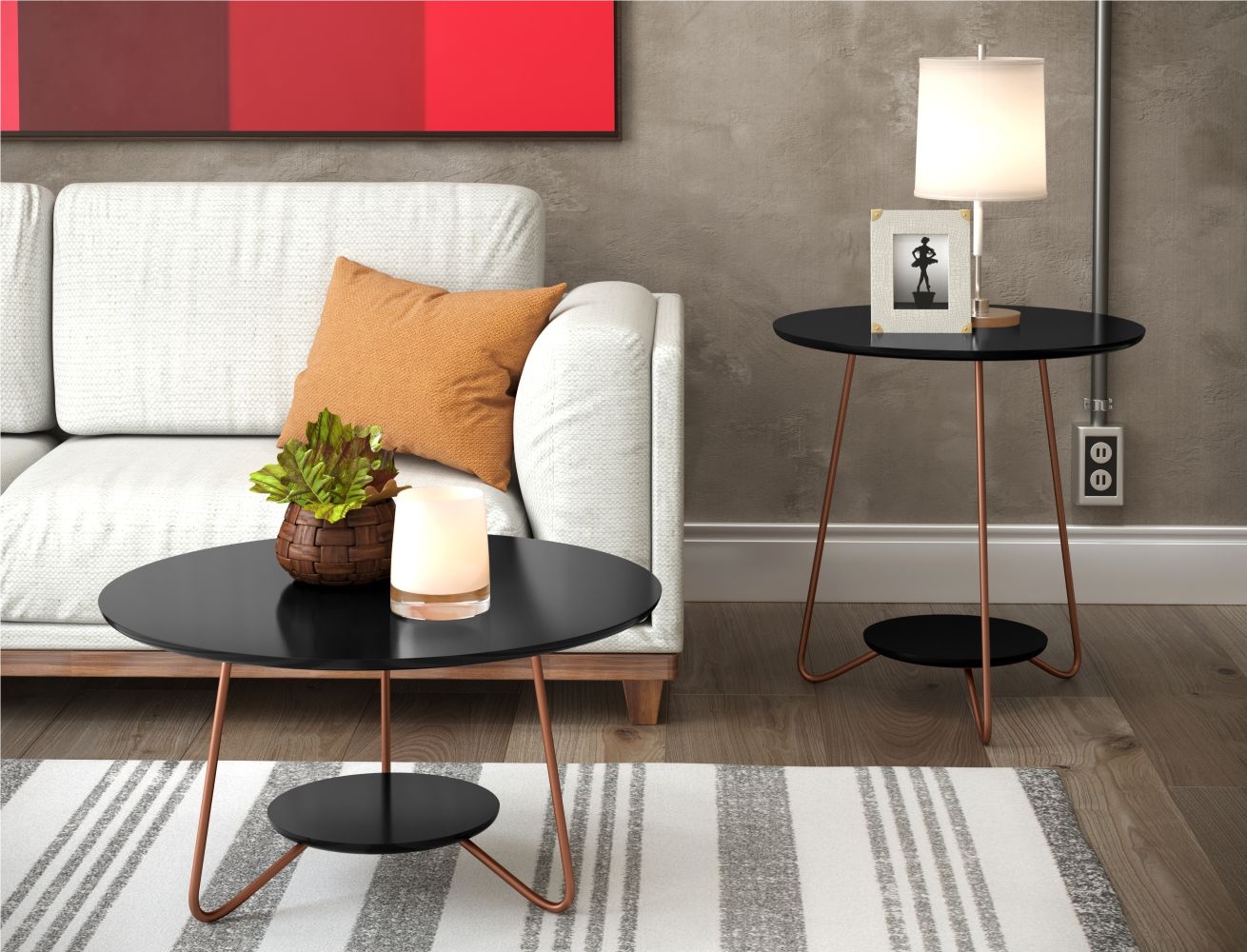 Jogo de Mesa Centro e Lateral Home Preto
