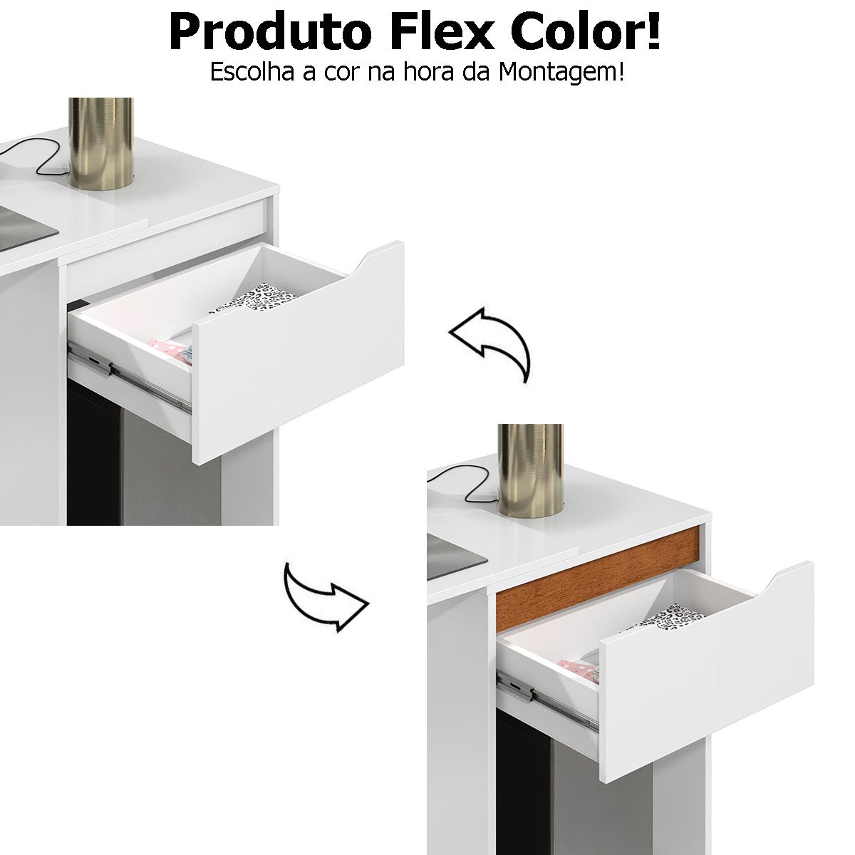 Mesa Escrivaninha 1 Gaveta com Suporte para CPU Flop Branco
