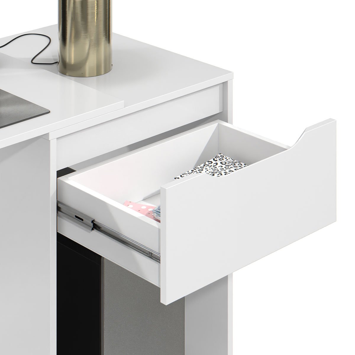 Mesa Escrivaninha 1 Gaveta com Suporte para CPU Flop Branco