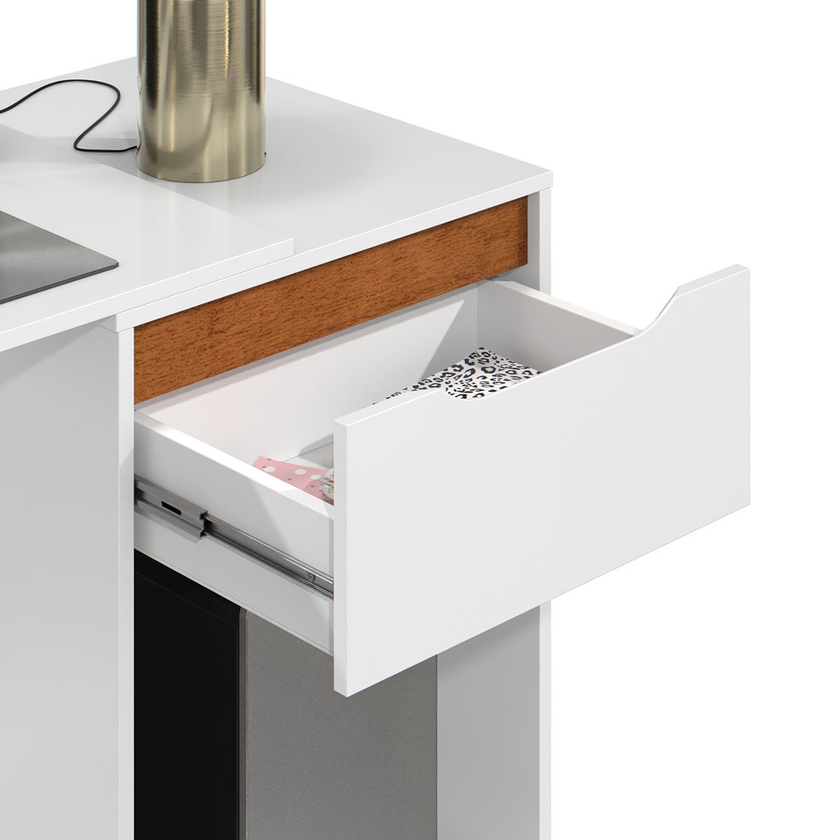 Mesa Escrivaninha 1 Gaveta com Suporte para CPU Flop Branco
