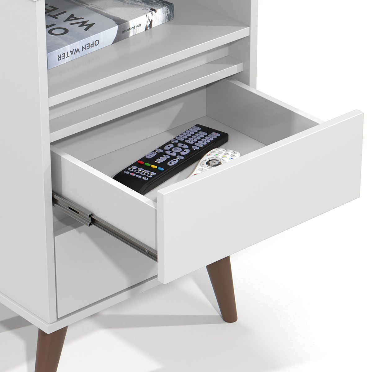 Mesa de Cabeceira 2 Gavetas com Nicho Aroma Branco