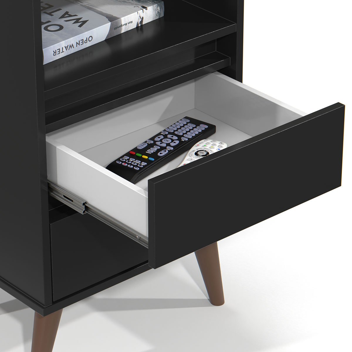 Mesa de Cabeceira 2 Gavetas com Nicho Aroma Preto