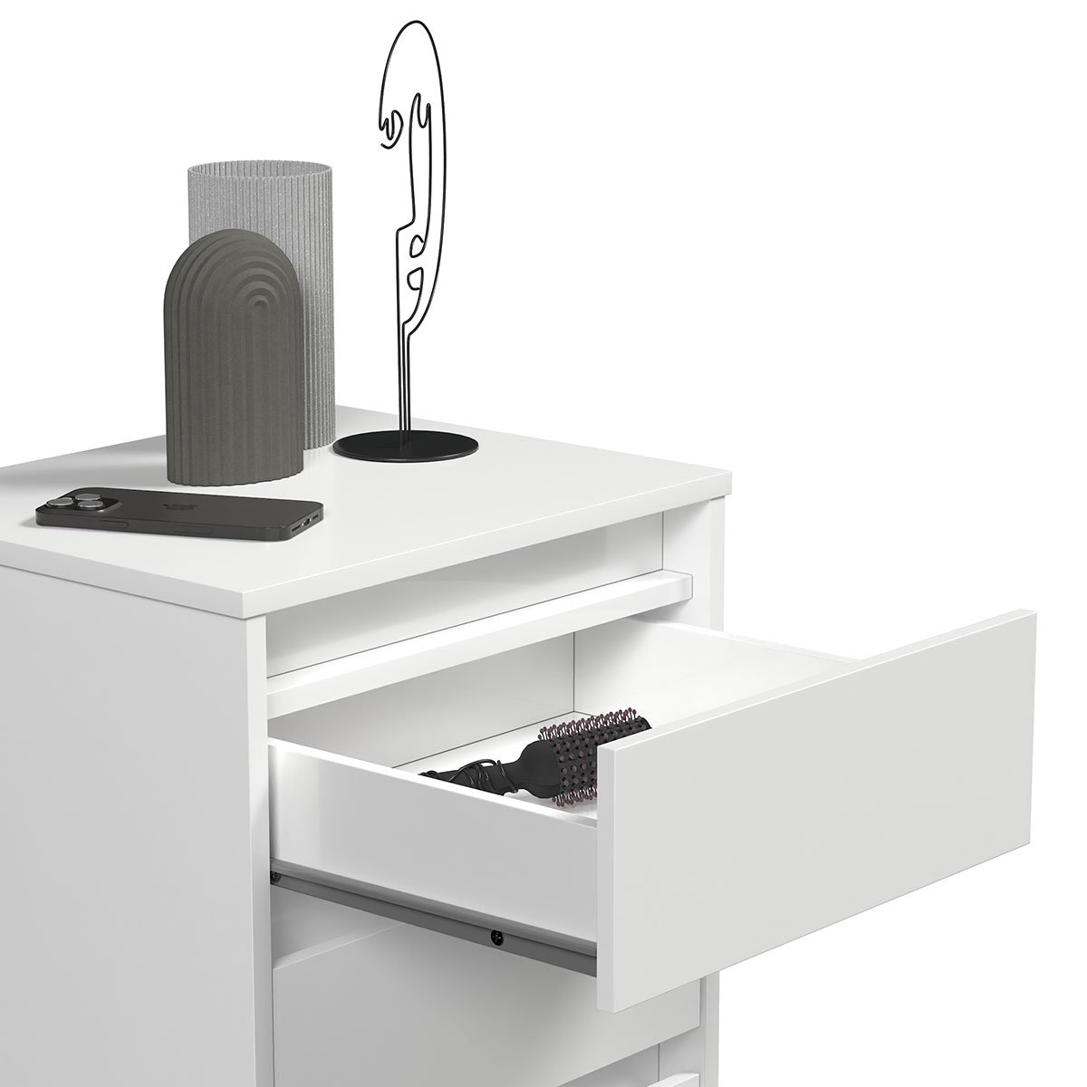 Mesa de Cabeceira 3 Gavetas com Pés Palito Woon Branco