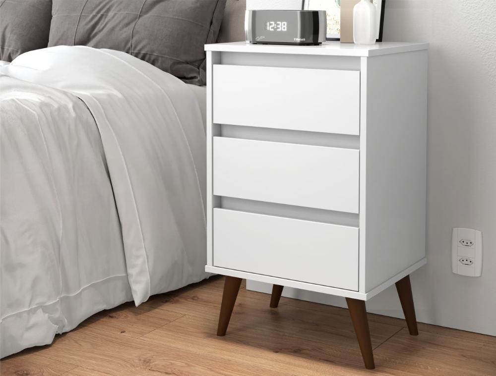 Mesa de Cabeceira Alecrim Retrô Branco