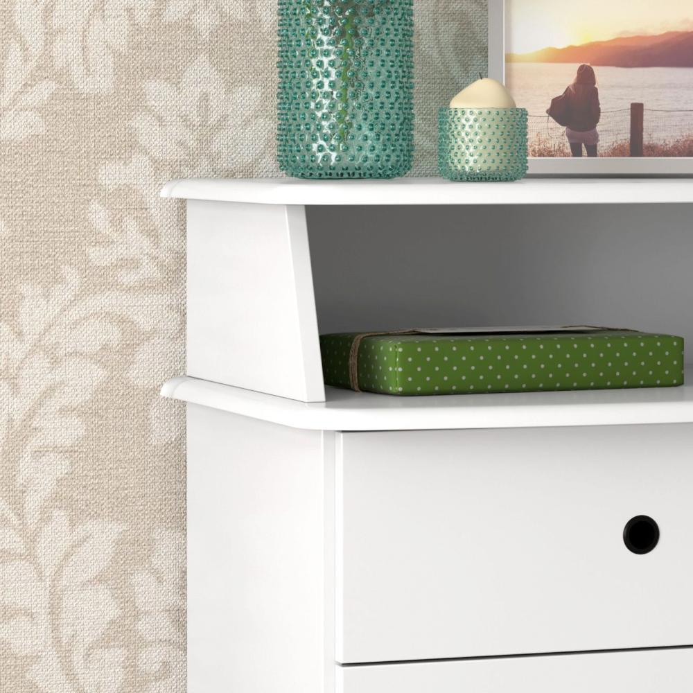 Mesa de Cabeceira Luxo II com 4 Gavetas - Branco - EJ Móveis