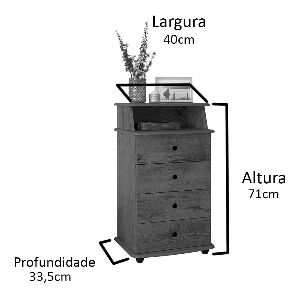 Mesa de Cabeceira Luxo II com 4 Gavetas - Branco - EJ Móveis
