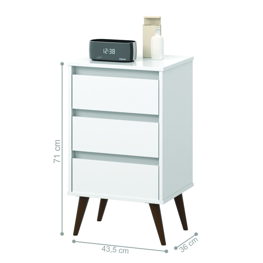 Mesa de Cabeceira Mundo Retrô Branco