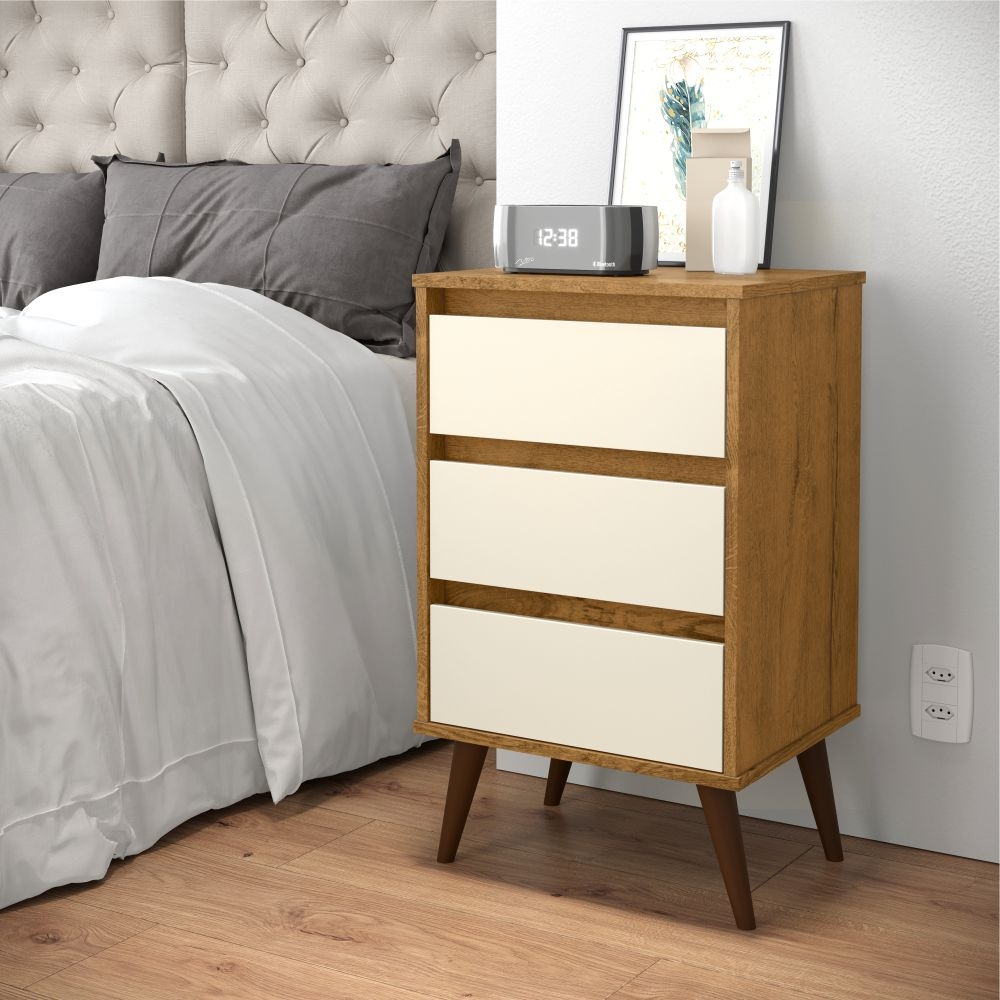 Mesa de Cabeceira Mundo Retrô Freijo Off White