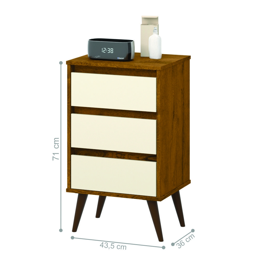 Mesa de Cabeceira Mundo Retrô Freijo Off White