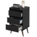 Mesa de Cabeceira Pés Retrô 3 Gavetas 43cm Wood Preto - EJ Móveis