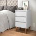 Mesa de Cabeceira Quarto Retro Wood 3 Gavetas Branco