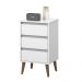 Mesa de Cabeceira Quarto Retro Wood 3 Gavetas Branco