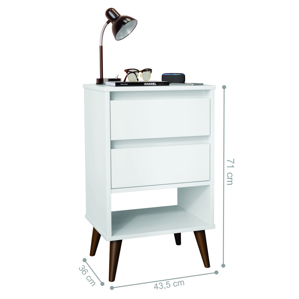 Mesa de Cabeceira Retrô Melu Branco
