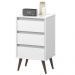 Mesa de Cabeceira Retrô Wood 3 Gavetas Organizadoras Pés Palito Anti-Umidade Mesinha Decorativa Quarto Lateral Cama - Branco - RPM Móveis