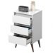 Mesa de Cabeceira Retrô Wood 3 Gavetas Organizadoras Pés Palito Anti-Umidade Mesinha Decorativa Quarto Lateral Cama - Branco - RPM Móveis
