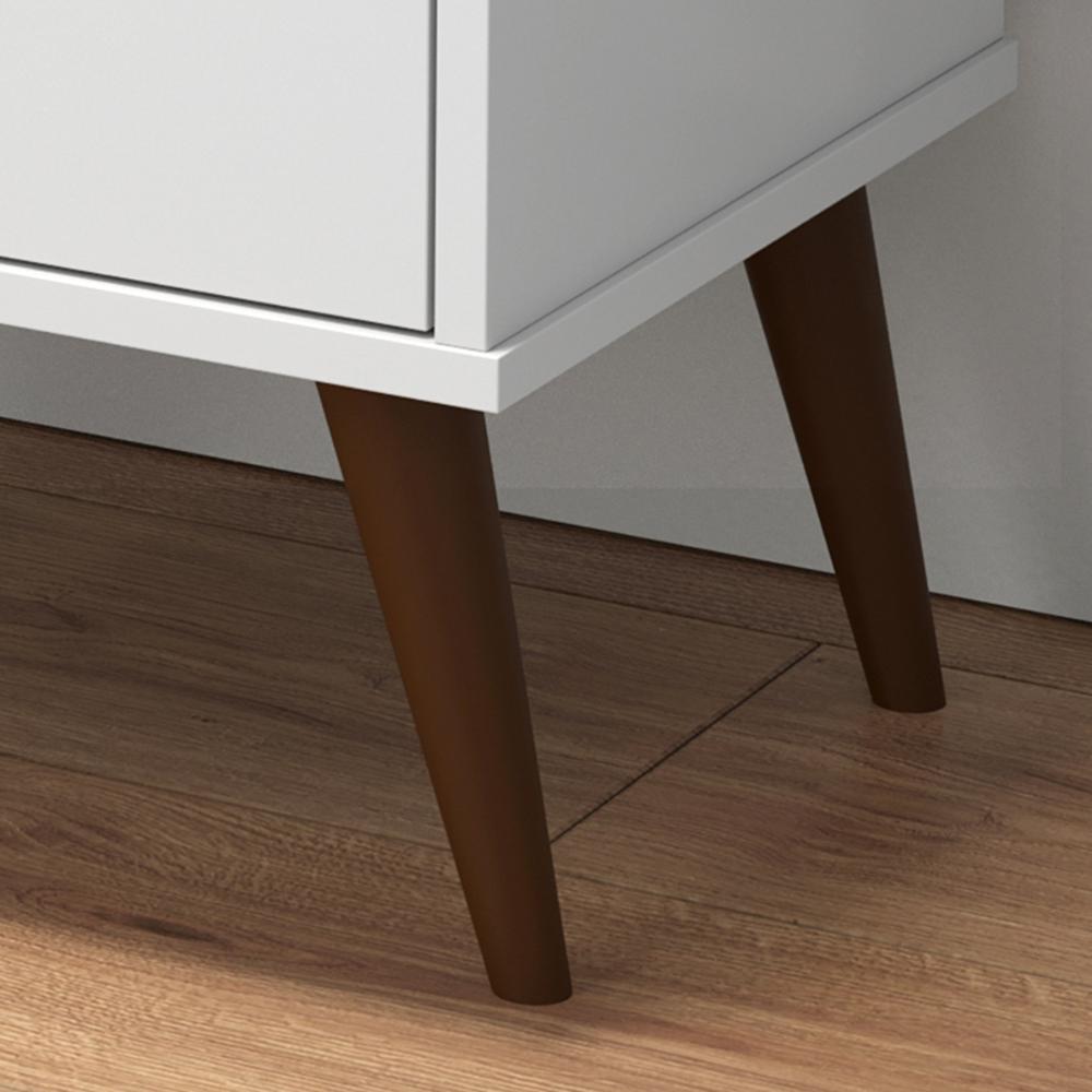 Mesa de Cabeceira Retrô Wood 3 Gavetas Organizadoras Pés Palito Anti-Umidade Mesinha Decorativa Quarto Lateral Cama - Branco - RPM Móveis