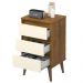 Mesa de Cabeceira Retrô Wood 3 Gavetas Organizadoras Pés Palito Anti-Umidade Mesinha Decorativa Quarto Lateral Cama - Freijó/Off White - RPM Móveis