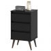 Mesa de Cabeceira Retrô Wood 3 Gavetas Organizadoras Pés Palito Anti-Umidade Mesinha Decorativa Quarto Lateral Cama - Preto - RPM Móveis