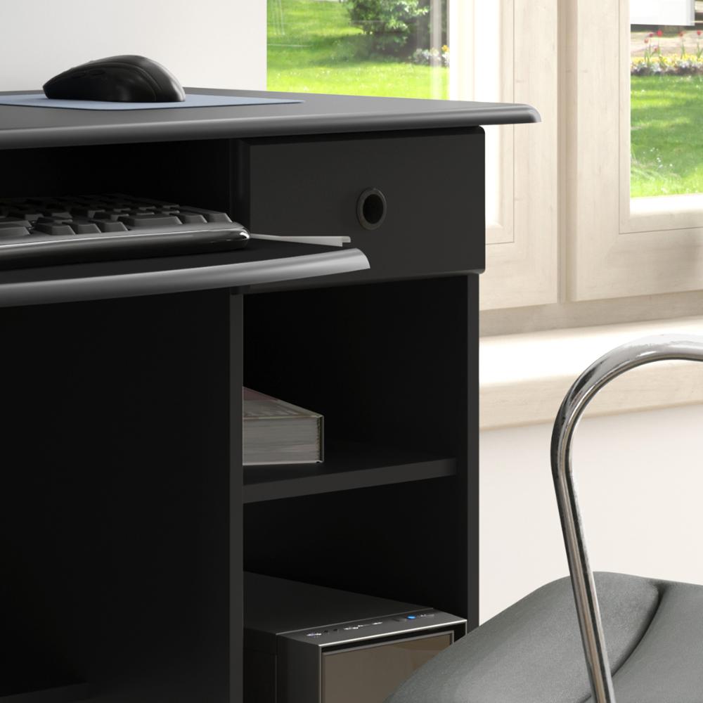 Mesinha PC Notebook Escrivaninha para Computador Gaveta Nicho Prateleira Canto Quarto Escritório Consultório – Viena - Preto - RPM