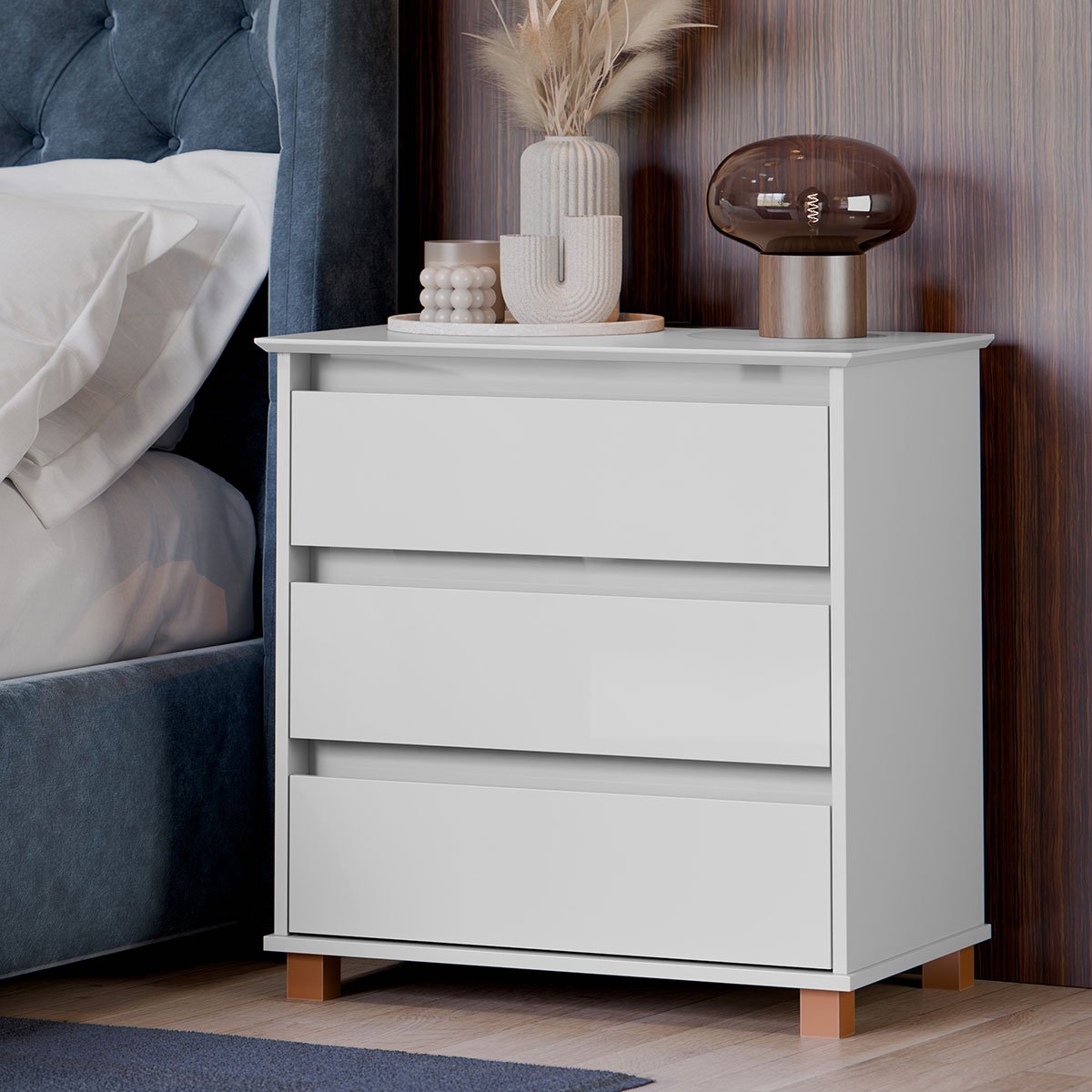 Mini Cômoda para Quarto 3 Gavetas Prisma Branco
