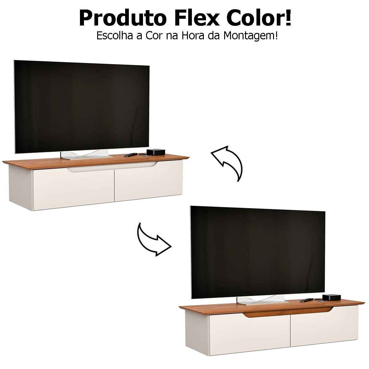 Rack Aparador Suspenso Flex com 2 Portas Flop Off White/Freijó