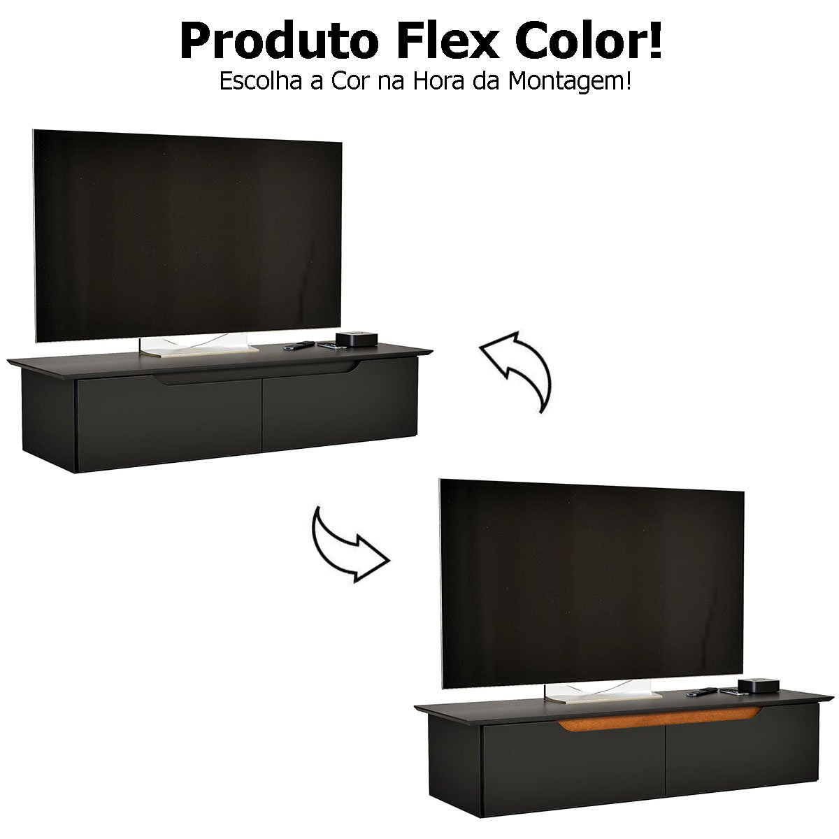 Rack Aparador Suspenso Flex com 2 Portas Flop Preto