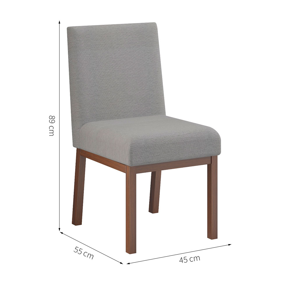 Conjunto com 2 Cadeiras Sofia I Cinza e Castanho