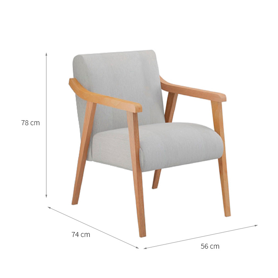 Conjunto com 2 Poltronas Flávia Cinza e Natural
