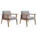 Conjunto com 2 Poltronas Julia Lona Cinza e Nogueira