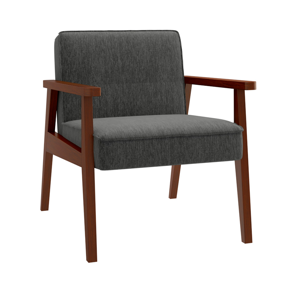 Conjunto com 2 Poltronas Julia Poliéster Grafite e Castanho