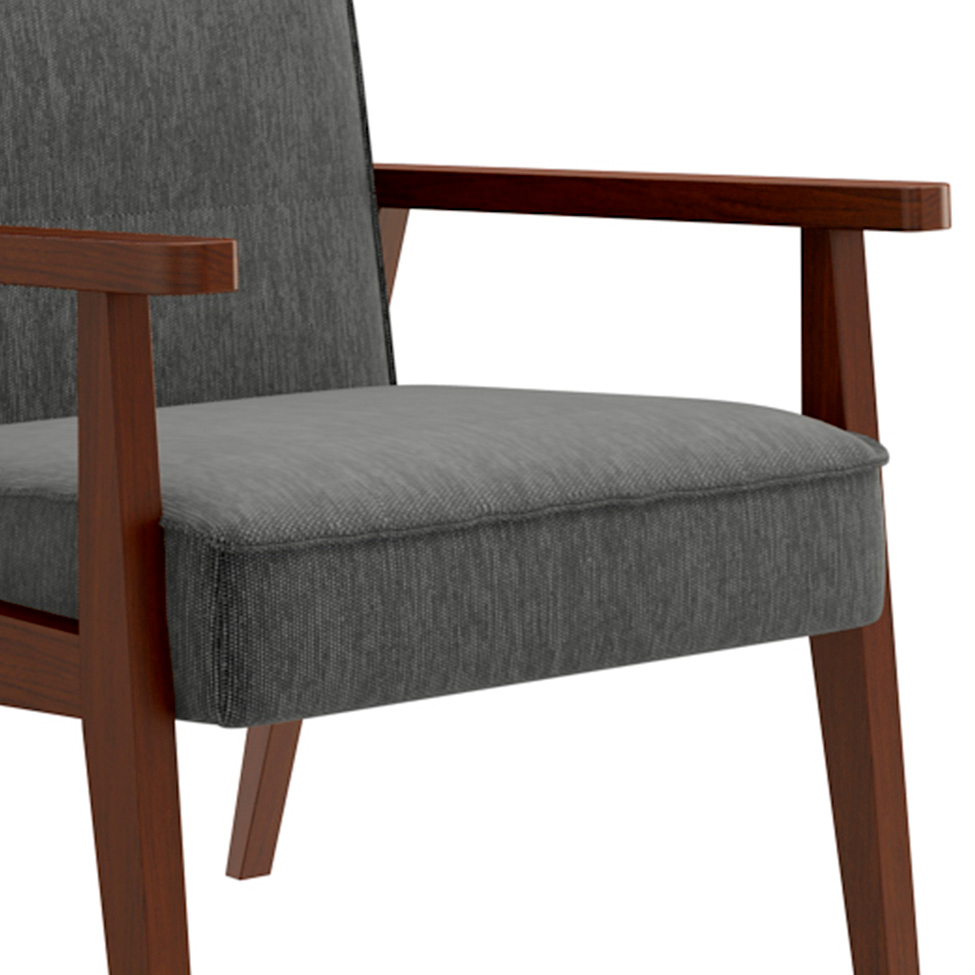 Conjunto com 2 Poltronas Julia Poliéster Grafite e Castanho