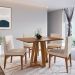 Conjunto de Mesa de Jantar Retangular com Tampo Madeira Frame e 4 Cadeiras Biena Algodão Bege e Nogueira
