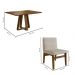 Conjunto de Mesa de Jantar Retangular com Tampo Madeira Frame e 4 Cadeiras Biena Algodão Bege e Nogueira