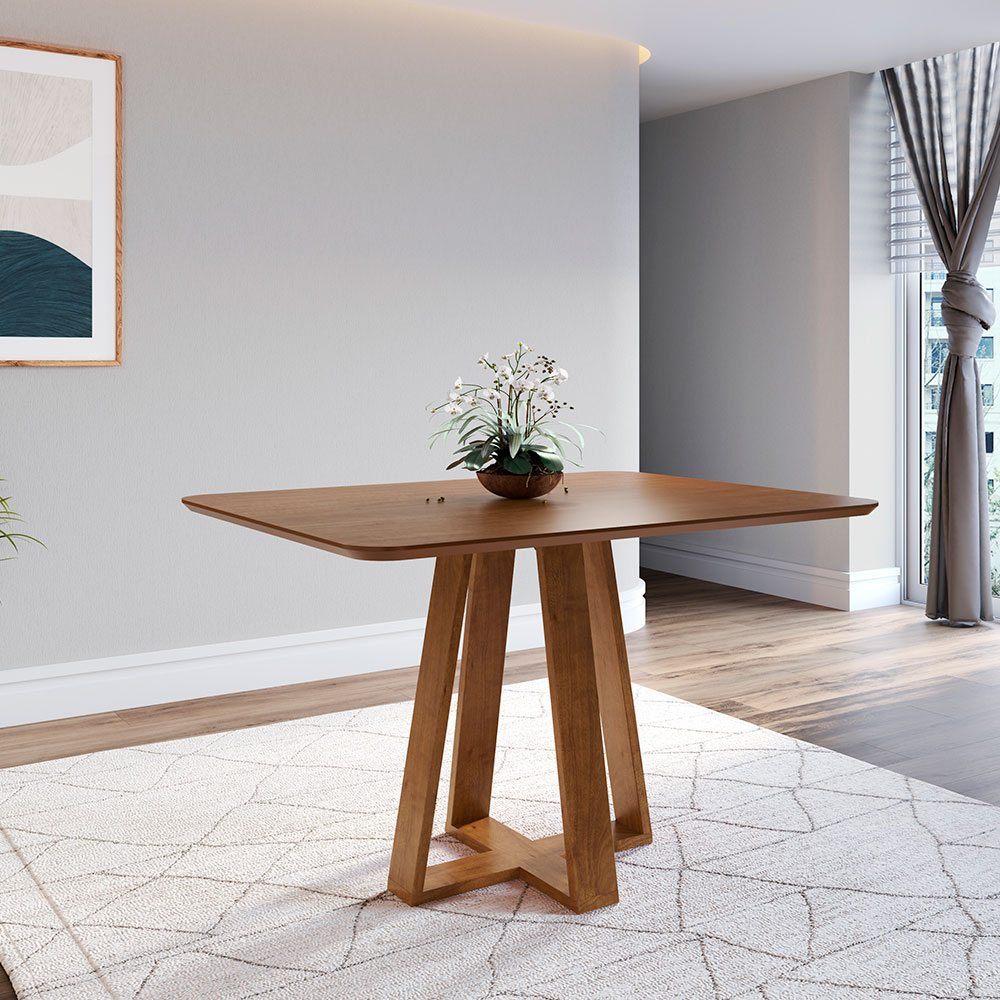 Mesa de Jantar Retangular com Tampo Laminado Madeira Frame Nogueira 120cm