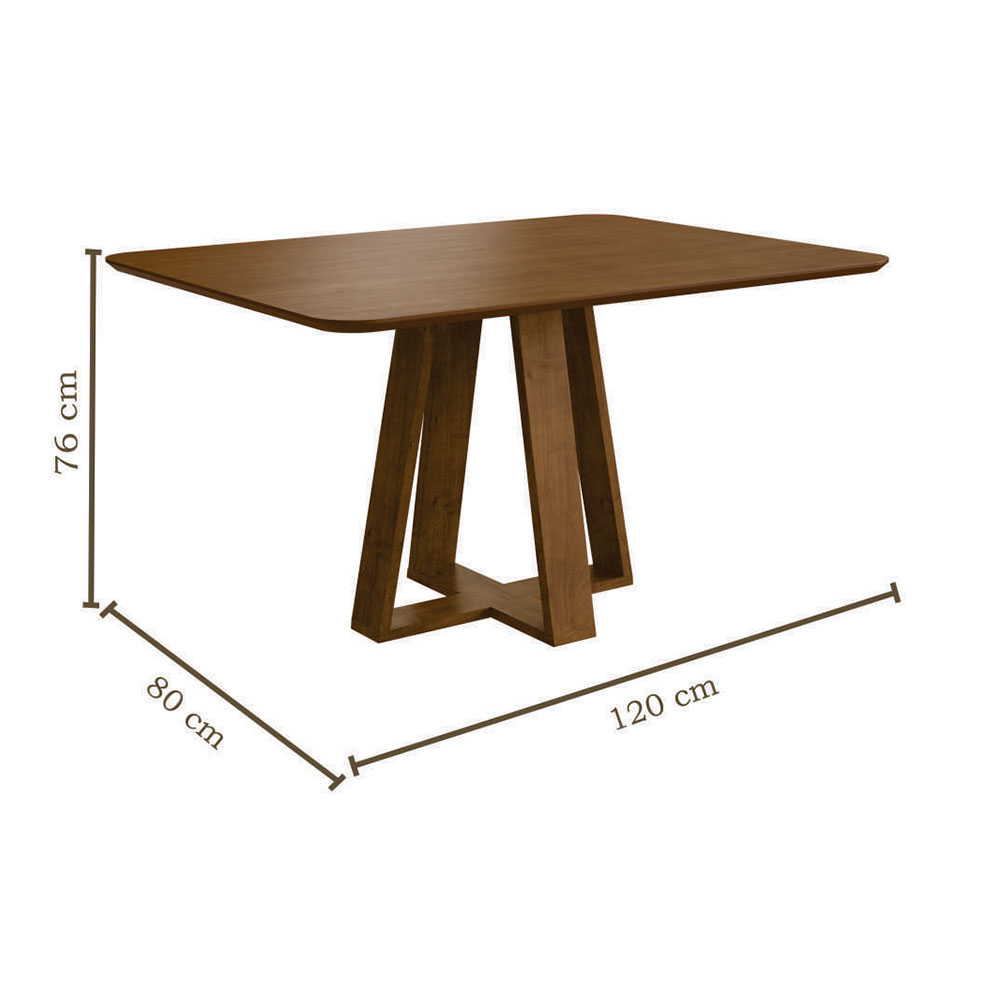 Mesa de Jantar Retangular com Tampo Laminado Madeira Frame Nogueira 120cm