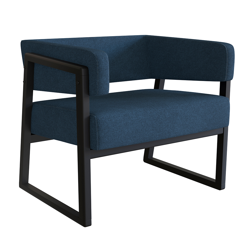 Poltrona Bria Poliéster Azul Marinho e Preto