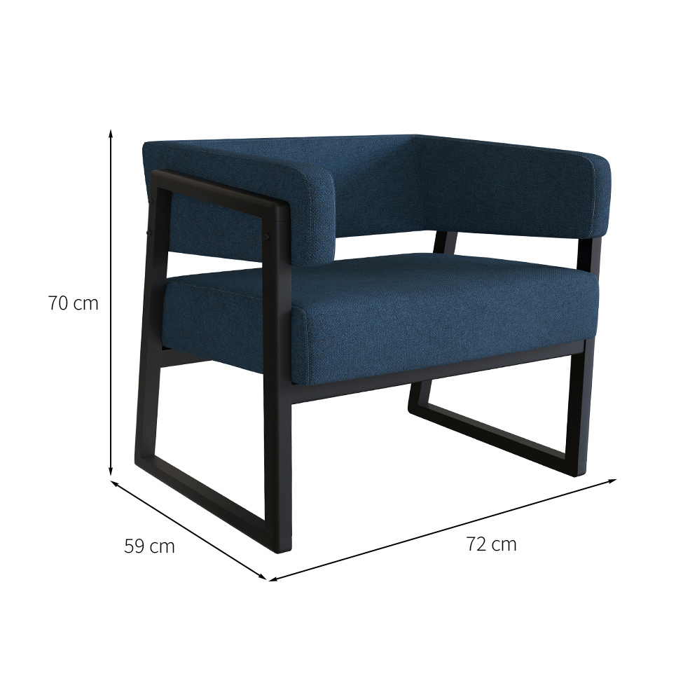 Poltrona Bria Poliéster Azul Marinho e Preto