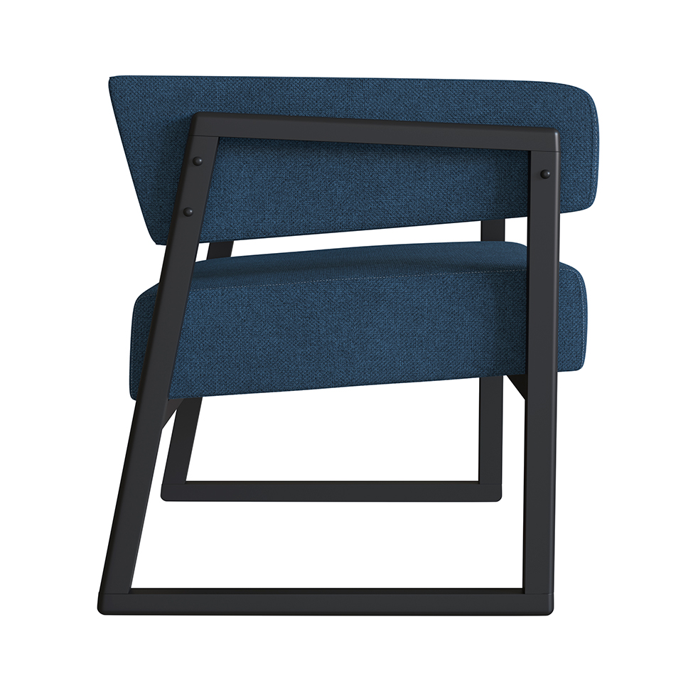 Poltrona Bria Poliéster Azul Marinho e Preto