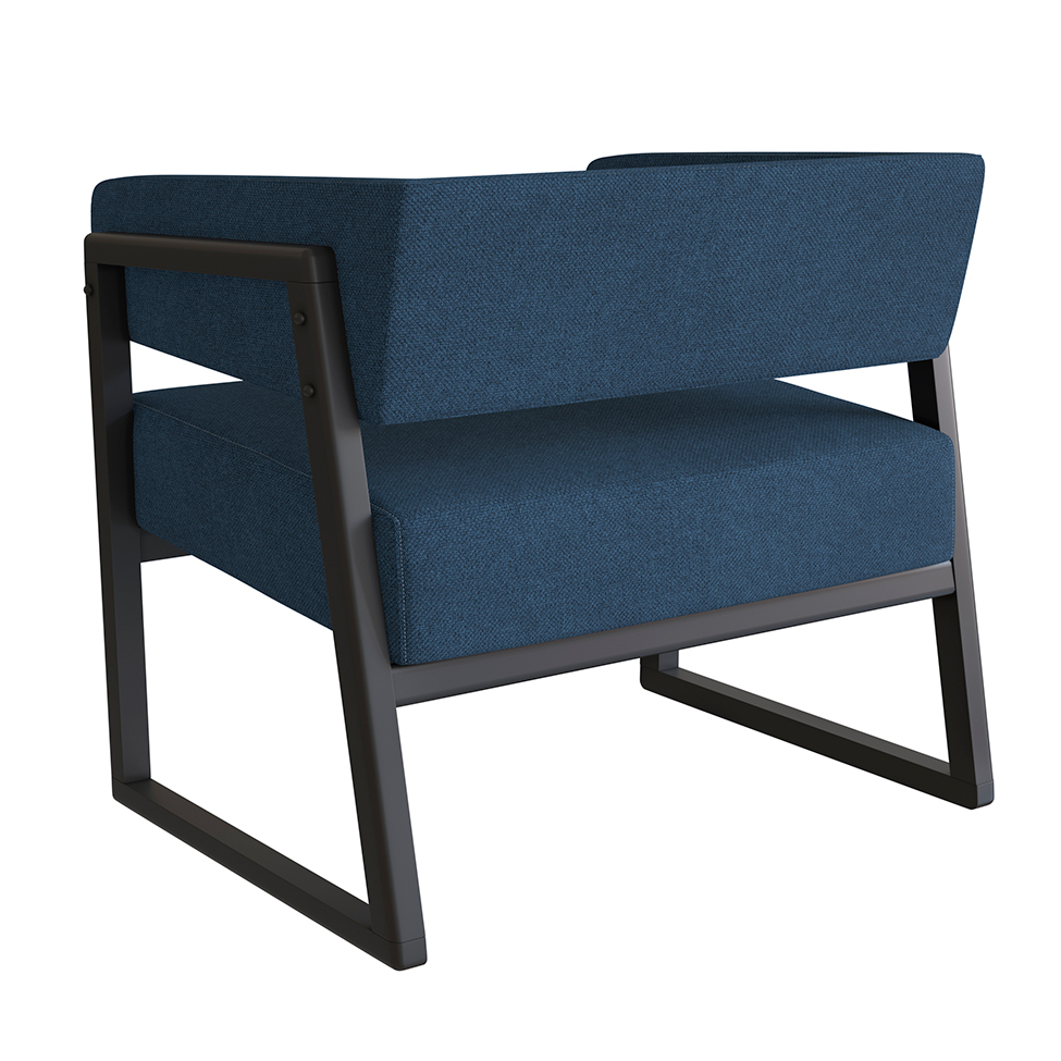 Poltrona Bria Poliéster Azul Marinho e Preto