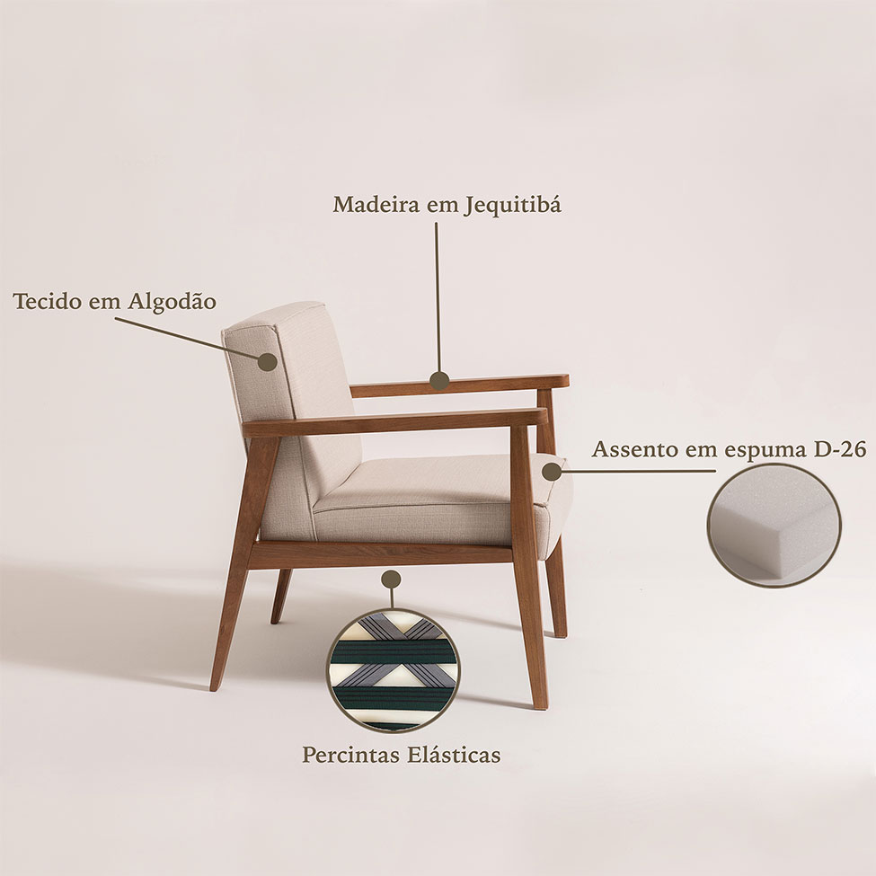 Poltrona Júlia Bege e Nogueira