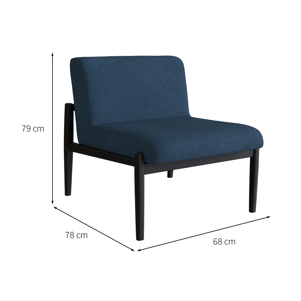 Poltrona Narvi Poliéster Azul Marinho e Preta