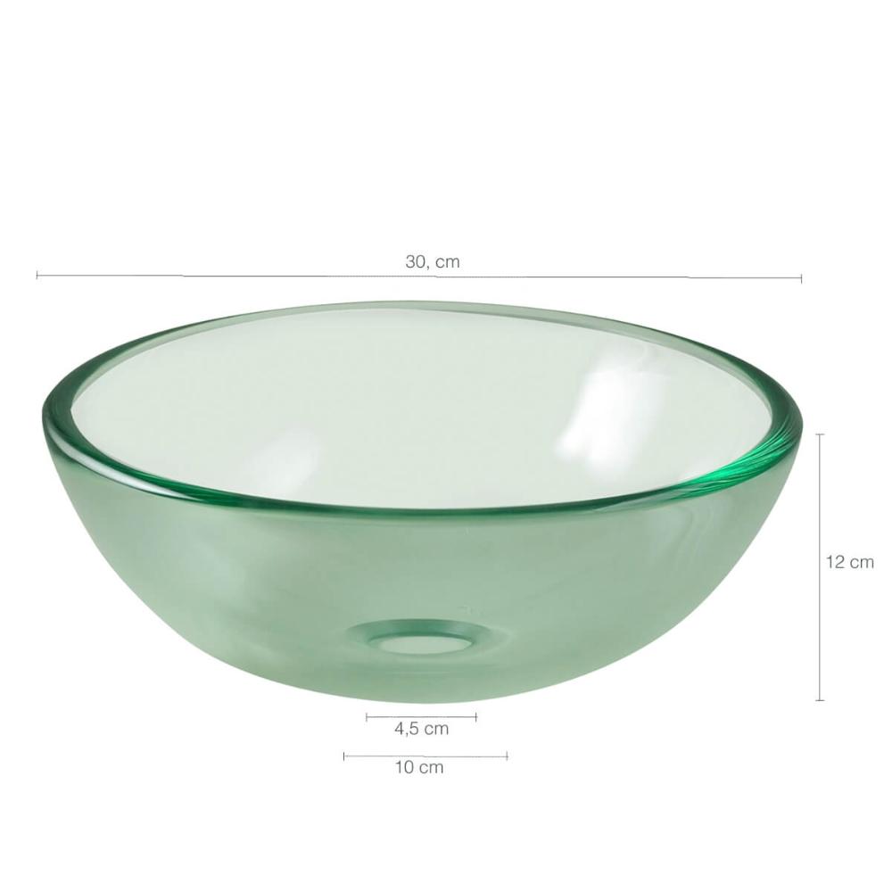 Cuba De Vidro Verde Para Banheiro Lavabo Redondo Cuba de Apoio 30cm