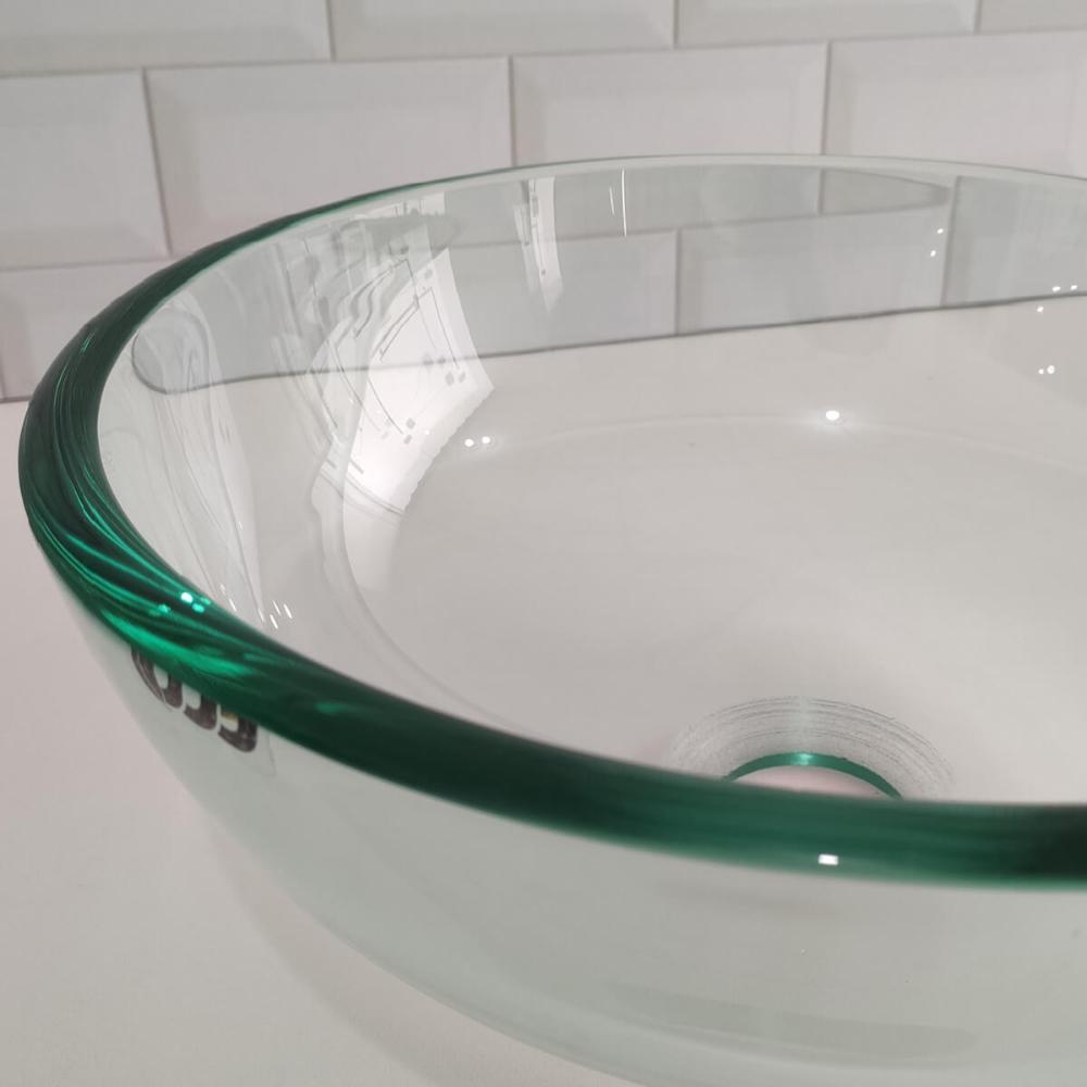 Cuba De Vidro Verde Para Banheiro Lavabo Redondo Cuba de Apoio 30cm