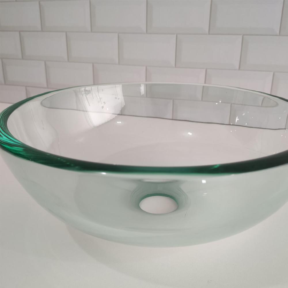 Cuba De Vidro Verde Para Banheiro Lavabo Redondo Cuba de Apoio 30cm