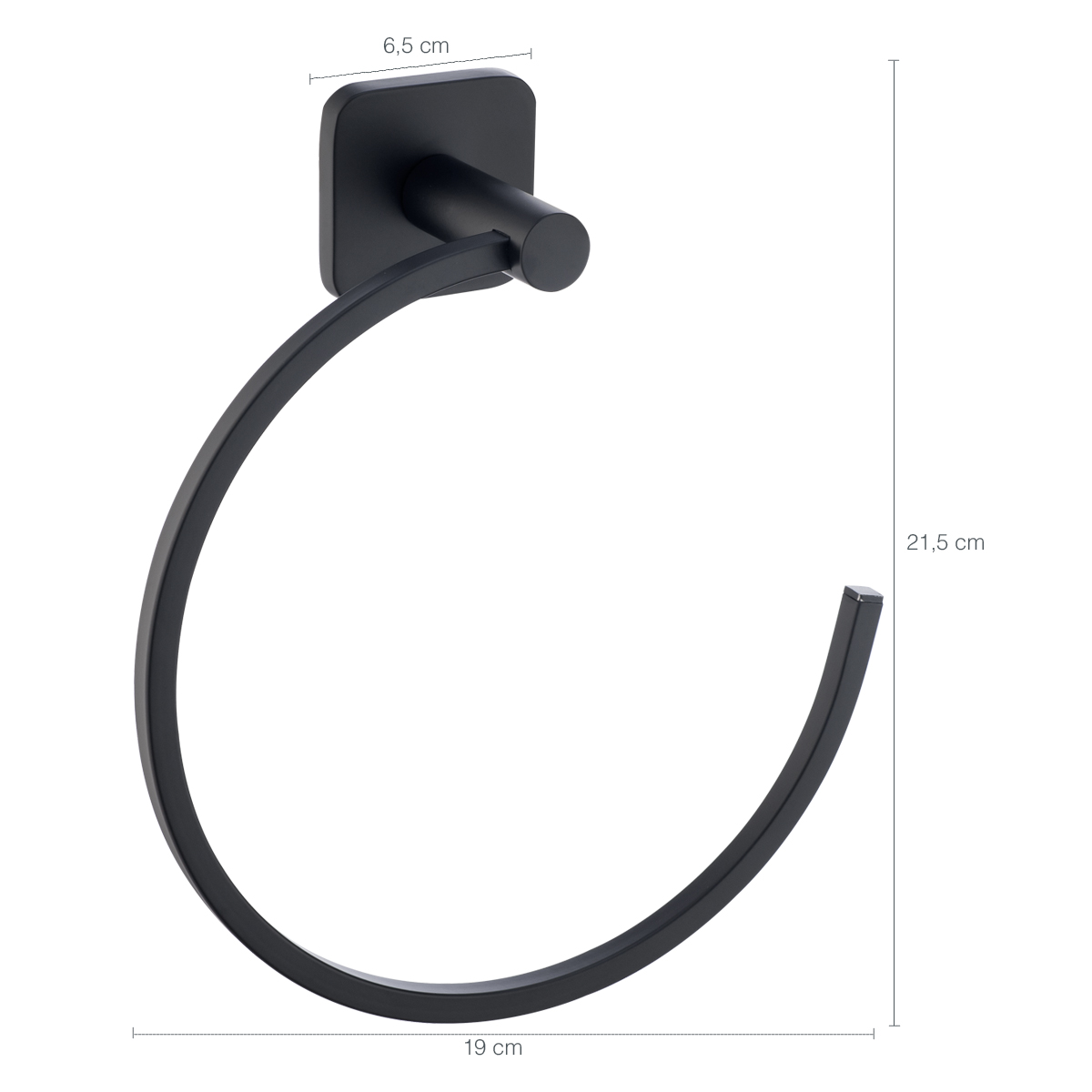 Suporte Para Toalha de Rosto Porta Toalheiro De Argola Quadrada Preto