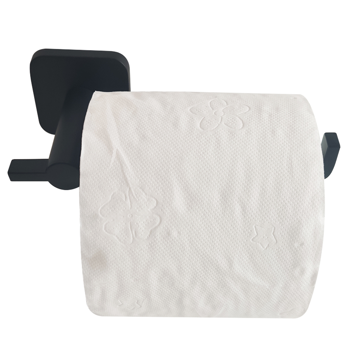 Suporte Porta Papel Higiênico De Parede Quadrado Para Banheiro Preto