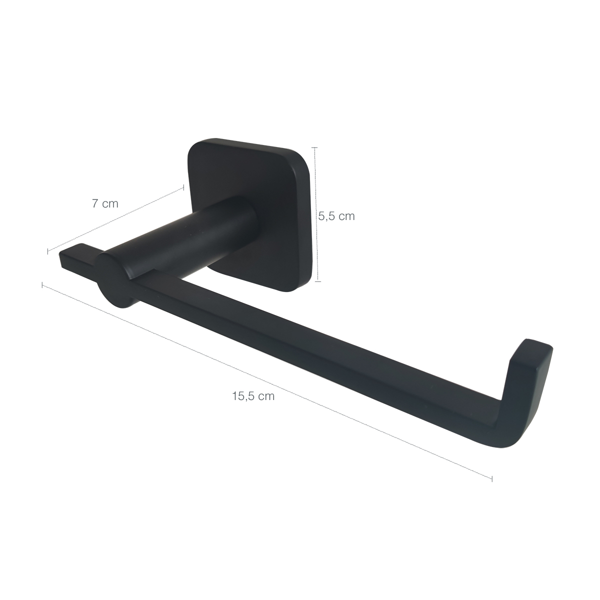 Suporte Porta Papel Higiênico De Parede Quadrado Para Banheiro Preto